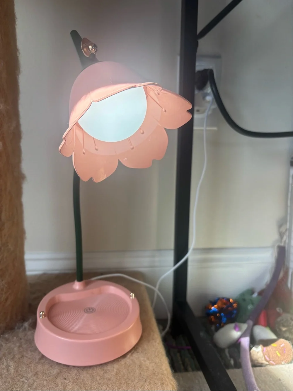 Pink Floral LED Touch Desk Lamp with Tray